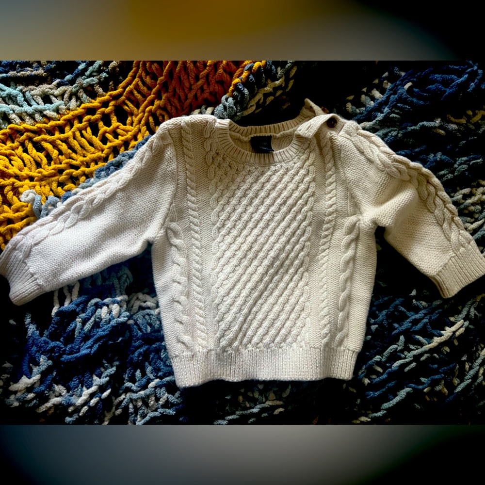 “Baby Gap” knit sweater with buttons at the neck. Perfect for your sweetheart!